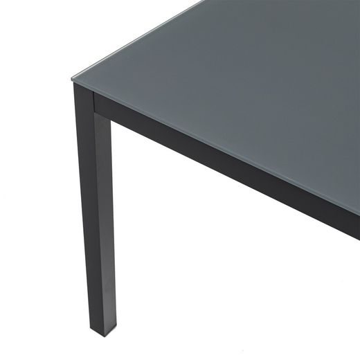 Rectangular aluminum and glass table in anthracite, 200 x 90 x 74 cm | Adin