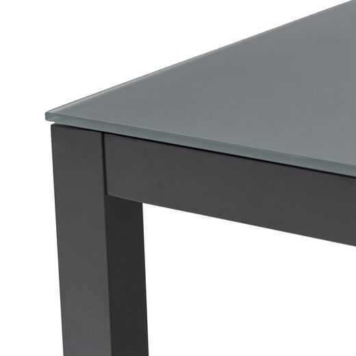 Rectangular aluminum and glass table in anthracite, 200 x 90 x 74 cm | Adin