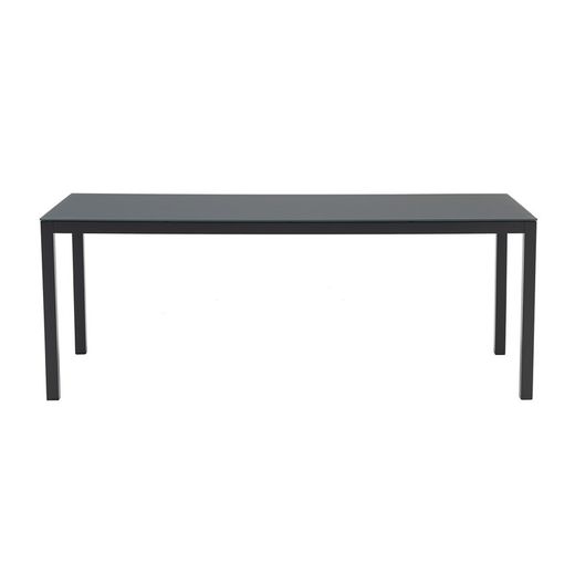 Rectangular aluminum and glass table in anthracite, 200 x 90 x 74 cm | Adin