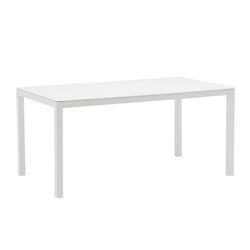 Mesa retangular de alumínio e vidro branco, 160 x 90 x 74 cm | Adin