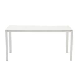 Mesa retangular de alumínio e vidro branco, 160 x 90 x 74 cm | Adin