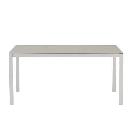 Garden dining set in white and gray aluminum | Adin + Orick