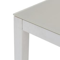 Rectangular aluminum and glass table in white and gray, 200 x 90 x 74 cm | Adin