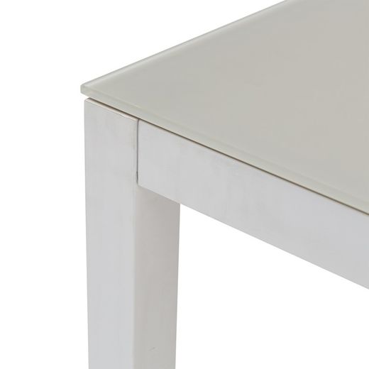 Rectangular aluminum and glass table in white and gray, 200 x 90 x 74 cm | Adin