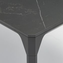 Rectangular aluminum and synthetic stone table in anthracite and medium gray, 160 x 90 x 75 cm | Boori