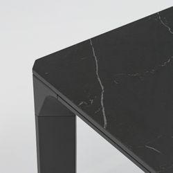 Rectangular aluminum and synthetic stone table in anthracite and medium gray, 160 x 90 x 75 cm | Boori