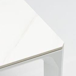 Rectangular aluminum and synthetic stone table in white and light gray, 160 x 90 x 75 cm | Boori