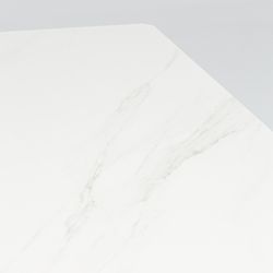 Rectangular aluminum and synthetic stone table in white and light gray, 160 x 90 x 75 cm | Boori