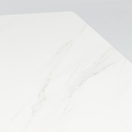 Rectangular aluminum and synthetic stone table in white and light gray, 160 x 90 x 75 cm | Boori