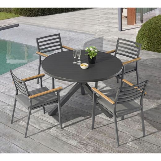 Garden dining set in anthracite aluminum | Yowah + Broome