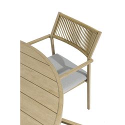 Conjunto de comedor de jardín con mesa redonda en aluminio color natural | Harmony