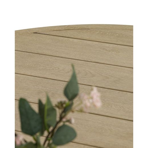 Garden dining set with round table in natural color aluminum | harmony