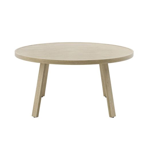 Garden dining set with round table in natural color aluminum | harmony