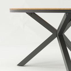 Runder Tisch aus Aluminium und Teakholz in Anthrazit und Natur, 150 x 150 x 75 cm | Sydney