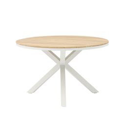 Garden dining set in white aluminum and teak | Sidney + Broome