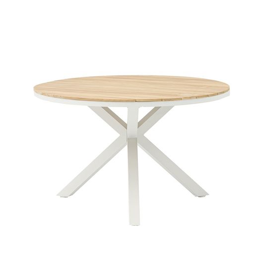 Garden dining set in white aluminum and teak | Sidney + Broome