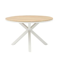 Garden dining set in white aluminum and teak | Sidney + Broome