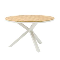 Garden dining set in white aluminum and teak | Sidney + Broome