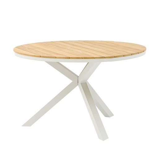 Garden dining set in white aluminum and teak | Sidney + Broome