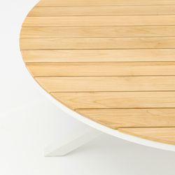 Garden dining set in white aluminum and teak | Sidney Ø 150 cm + Broome