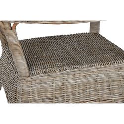 Tavolo da pranzo rotondo da giardino in rattan e vetro temperato naturale, 120 x 120 x 82 cm | Indonesia