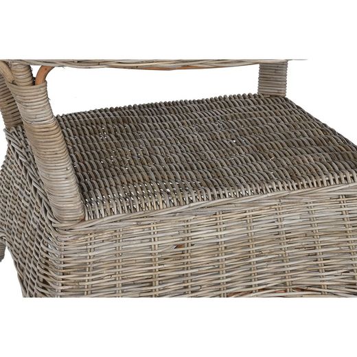 Tavolo da pranzo rotondo da giardino in rattan e vetro temperato naturale, 120 x 120 x 82 cm | Indonesia