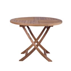 Tavolo da giardino pieghevole rotondo in legno di teak color miele, 100 x 100 x 76,2 cm | Naga