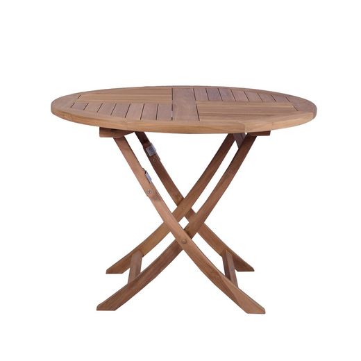 Round Teak Wood Folding Garden Table in Honey, 100 x 100 x 76.2 cm | Naga