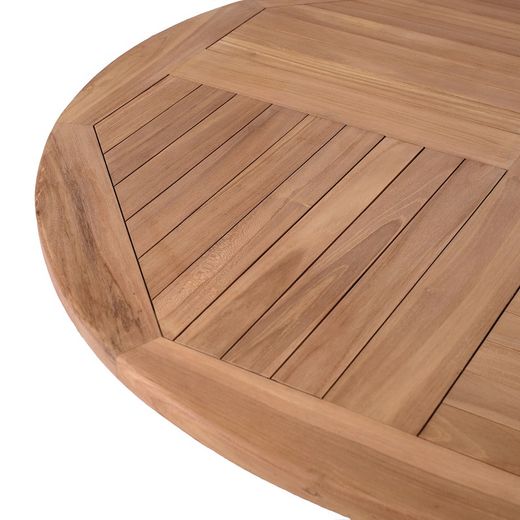 Round Teak Wood Folding Garden Table in Honey, 100 x 100 x 76.2 cm | Naga