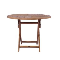 Tavolo da giardino pieghevole rotondo in legno di teak color miele, 100 x 100 x 76,2 cm | Naga