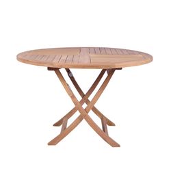 Tavolo da giardino pieghevole rotondo in legno di teak color miele, 120 x 120 x 76,2 cm | Naga
