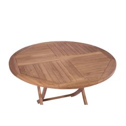 Salon de jardin en teck couleur miel | Naga rond + Mati