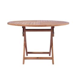 Tavolo da giardino pieghevole rotondo in legno di teak color miele, 120 x 120 x 76,2 cm | Naga