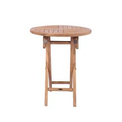 Runt hopfällbart trädgårdsbord i teak i honung, 60 x 60 x 76,2 cm | Naga