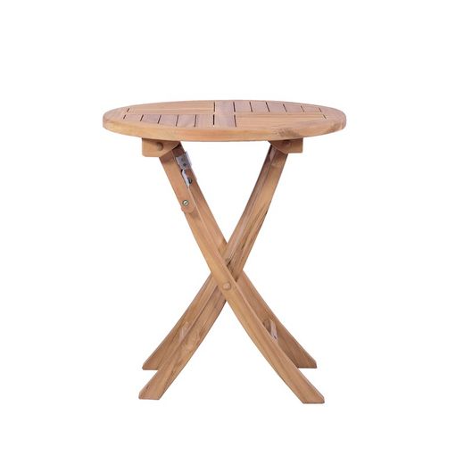 Runt hopfällbart trädgårdsbord i teak i honung, 60 x 60 x 76,2 cm | Naga
