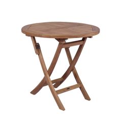 Round Teak Wood Folding Garden Table in Honey, 80 x 80 x 76.2 cm | Naga