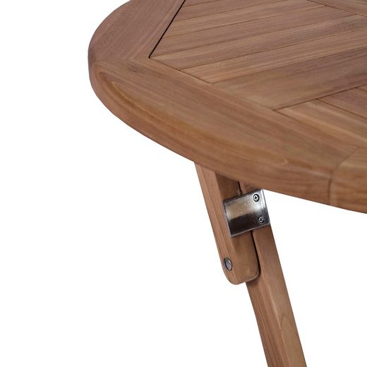 Round Teak Wood Folding Garden Table in Honey, 80 x 80 x 76.2 cm | Naga
