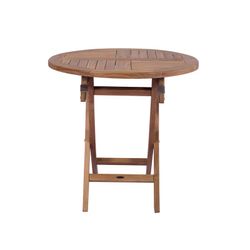 Round Teak Wood Folding Garden Table in Honey, 80 x 80 x 76.2 cm | Naga
