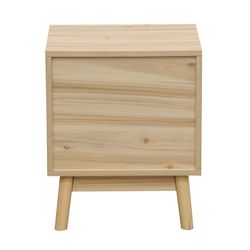 Table de chevet en mélamine et rotin naturel, 40 x 39 x 48 cm | S'orienter