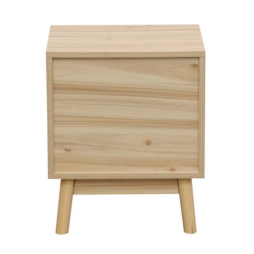 Table de chevet en mélamine et rotin naturel, 40 x 39 x 48 cm | S'orienter