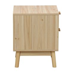 Table de chevet en mélamine et rotin naturel, 40 x 39 x 48 cm | S'orienter