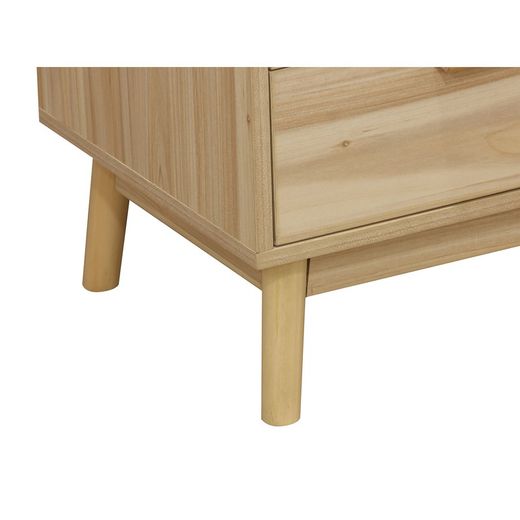 Table de chevet en mélamine et rotin naturel, 40 x 39 x 48 cm | S'orienter