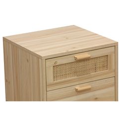 Table de chevet en mélamine et rotin naturel, 40 x 39 x 48 cm | S'orienter