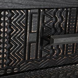 Antrim coffee table in ash wood, DM wood and iron in black, 45 x 35 x 55 cm