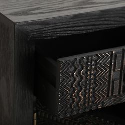 Antrim coffee table in ash wood, DM wood and iron in black, 45 x 35 x 55 cm