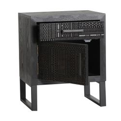 Antrim coffee table in ash wood, DM wood and iron in black, 45 x 35 x 55 cm