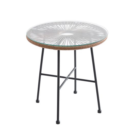 Ensemble table et fauteuils de terrasse en polyéthylène et métal marron | Acapulco