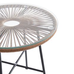 Ensemble table et fauteuils de terrasse en polyéthylène et métal marron | Acapulco