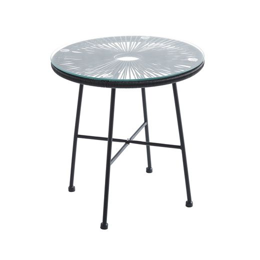 Ensemble table et fauteuil de terrasse en polyéthylène et métal noir | Acapulco