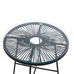 Ensemble table et fauteuil de terrasse en polyéthylène et métal noir | Acapulco